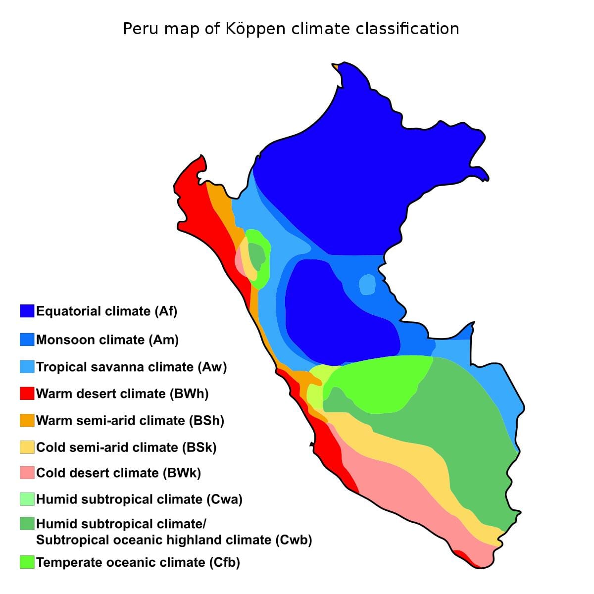 แผนที่ของสภาพอากาศเปรู