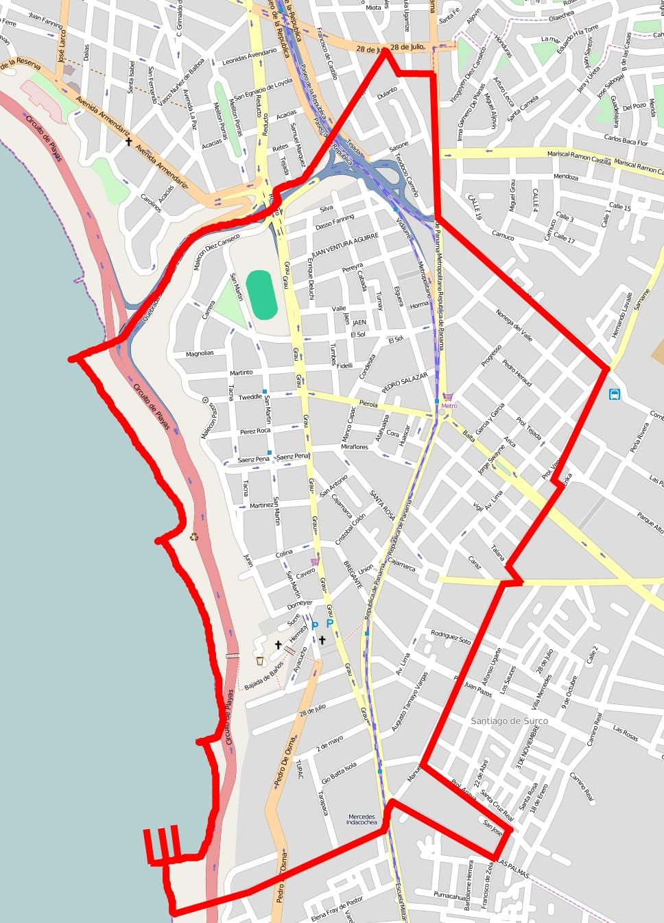 แผนที่ของ barranco ไลม่า